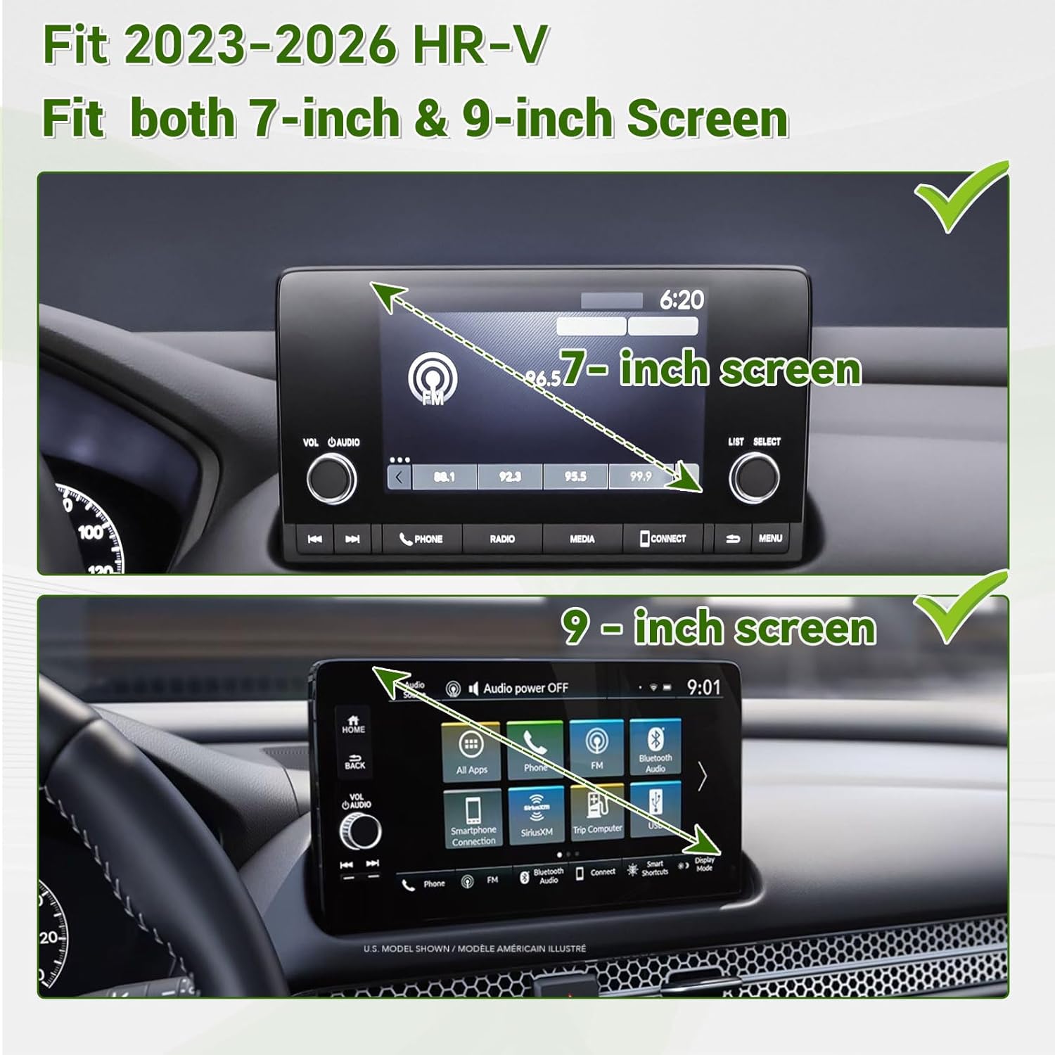 Dash Storage Tray Compatible with 2023-2026 Honda HR-V Interior Accessories, Center Console Dashboard Organizer Behind Screen Sunglasses Holder (Fit Both 7-inch & 9-inch Screen), Black