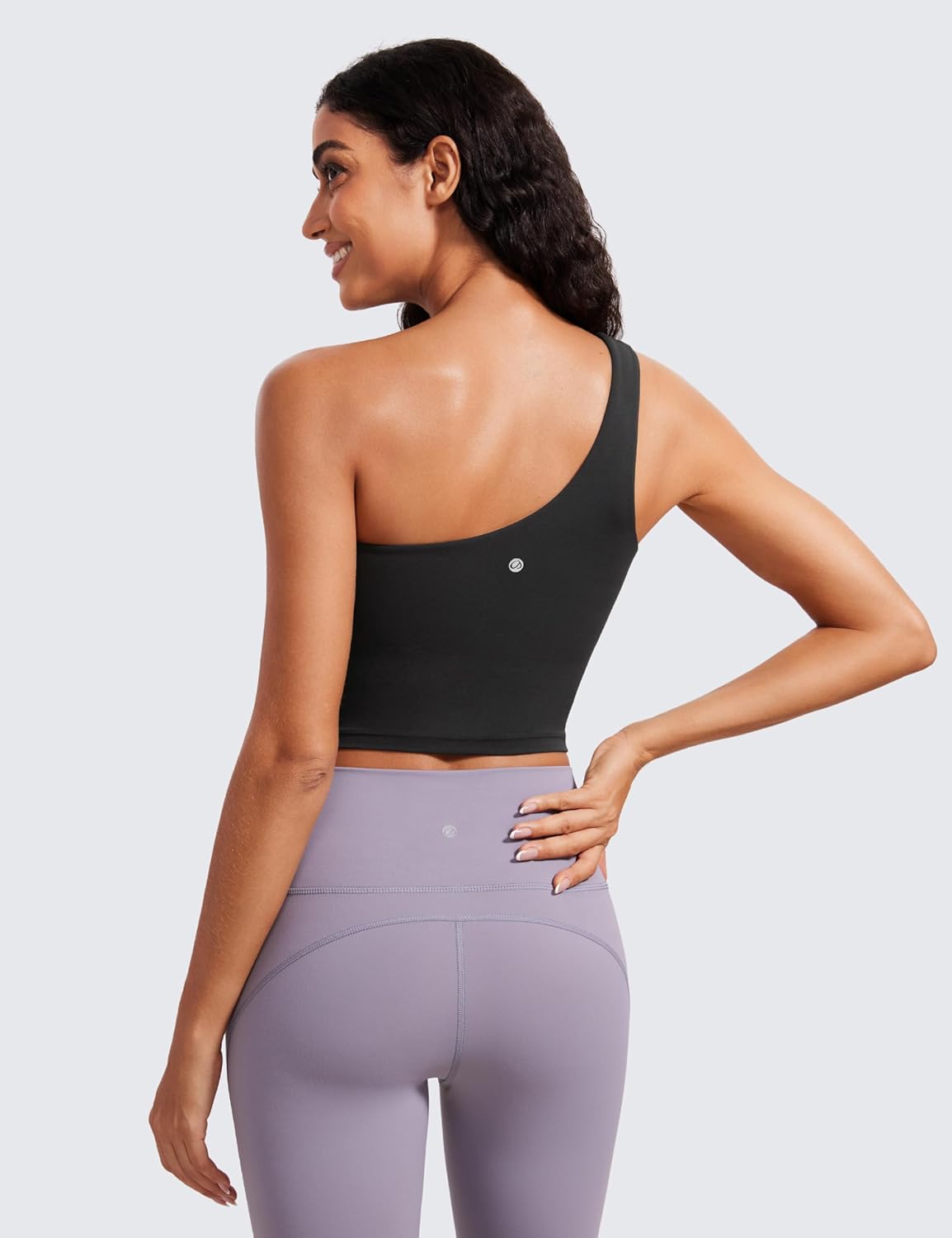 CRZ YOGA Butterluxe One Strap Longline Sports Bra for Women - Asymmetrical Yoga Crop Padded Workout Tanks - Image 2