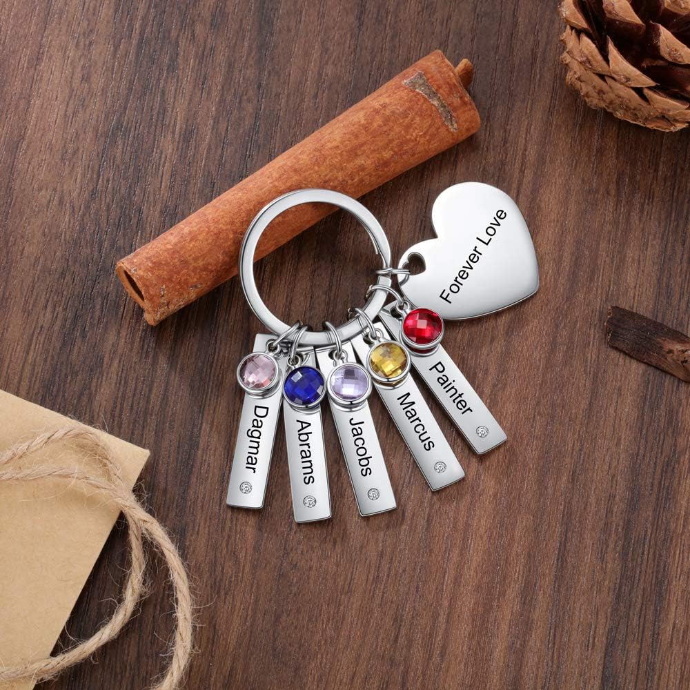 OPALSTOCK Gifts for Mom Personalized Key Chain with Simulated Birthstones Keyring Christmas Gifts for Women - Image 7