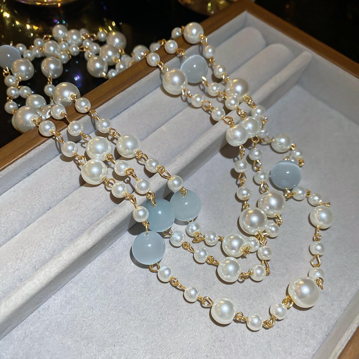 Long Pearl Necklaces for Women Layered Pearls Chain Long Pearl Necklace Statement Sweater Vintage Jewelry - Image 6