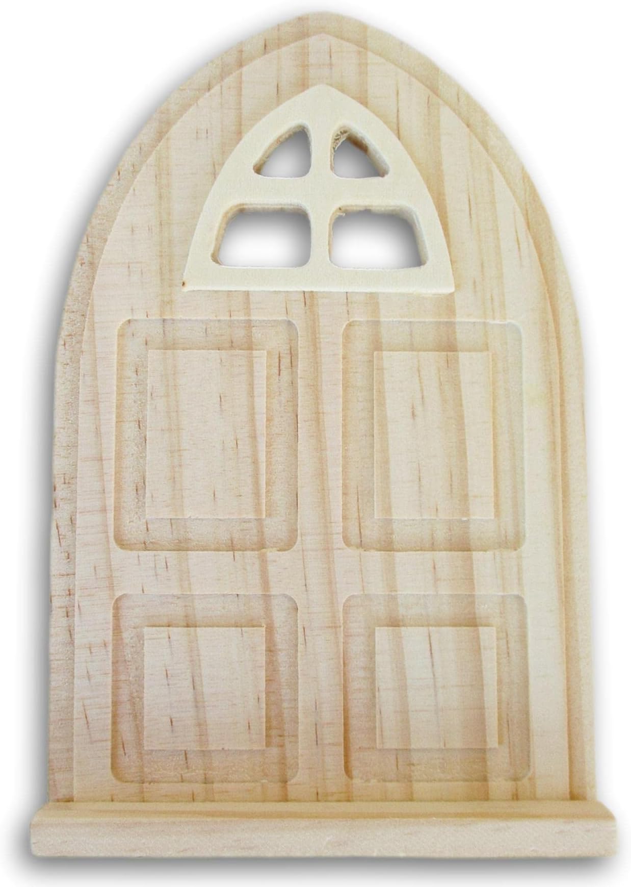 Unfinished Wood Fairy Door - Mini Gate for Dollhouses, Dioramas, Miniature Crafts 4.25 x 6.5 Inches, Brown