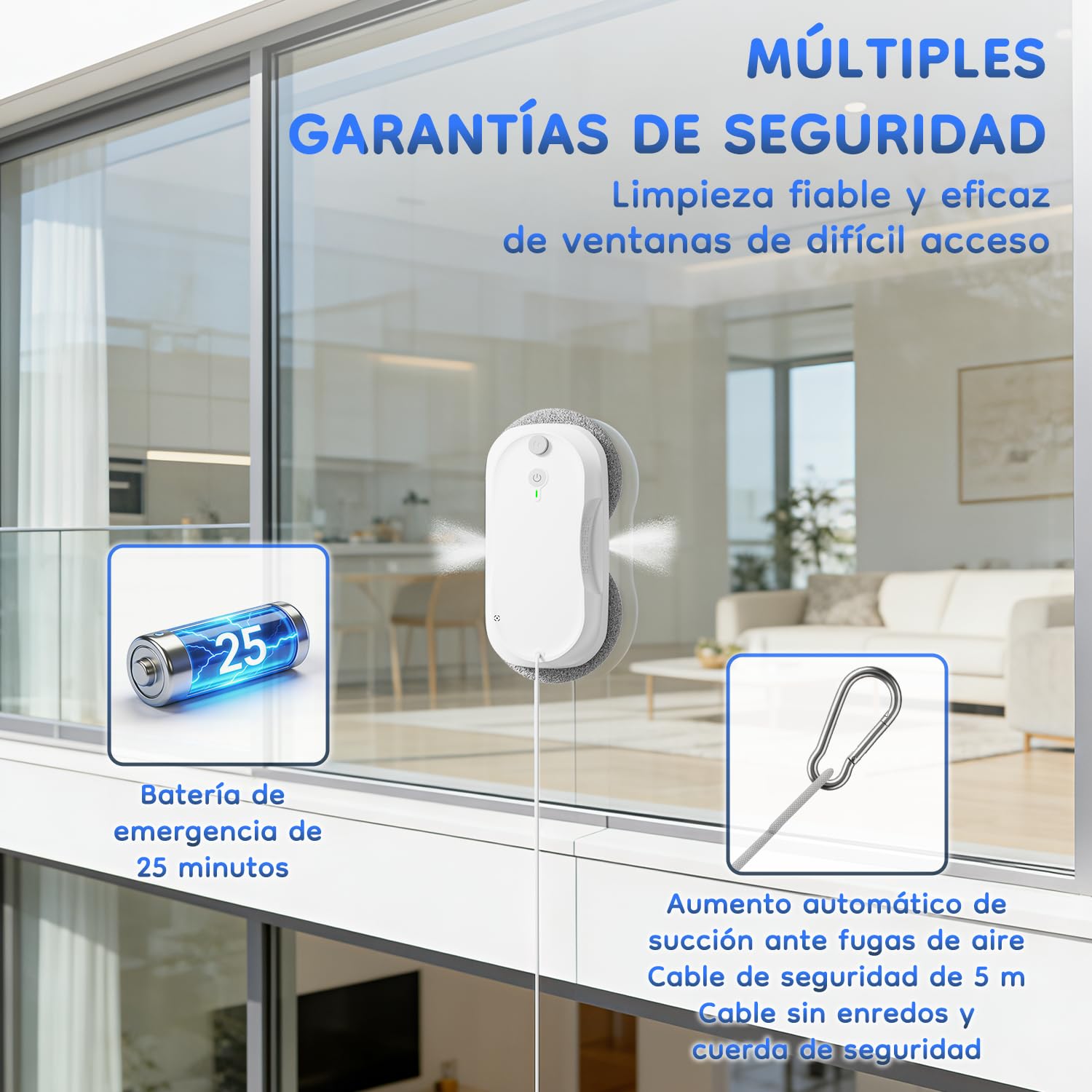 Obito Robot limpiacristales, Limpiador de Ventanas de Doble pulverización | planificación de trayectoria con IA, sistema de escalada constante, detección de bordes, para ventanas de gran altura