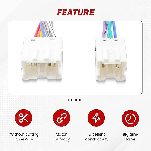 Miniatura 2 de RED WOLF Arnés de cableado de instalación de radio para Nissan 1995-2008, Infiniti 1990-2008 Reemplazo para conector de enchufe estéreo de