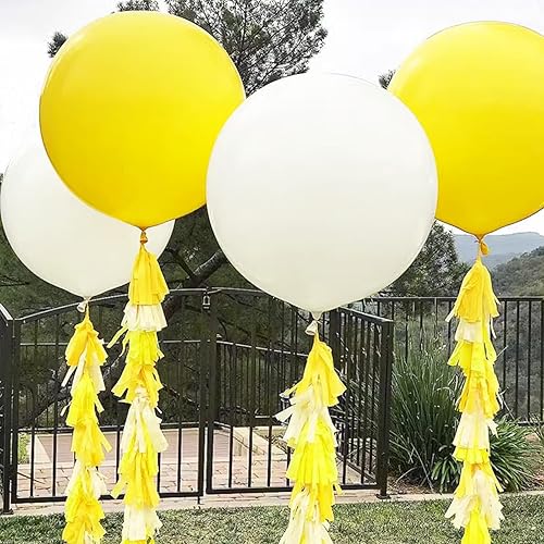 Miniatura 5 de Globos amarillos grandes de 36 pulgadas, 9 globos de látex gigantes amarillos, globos grandes para decoraciones de cumpleaños, bodas, fiestas