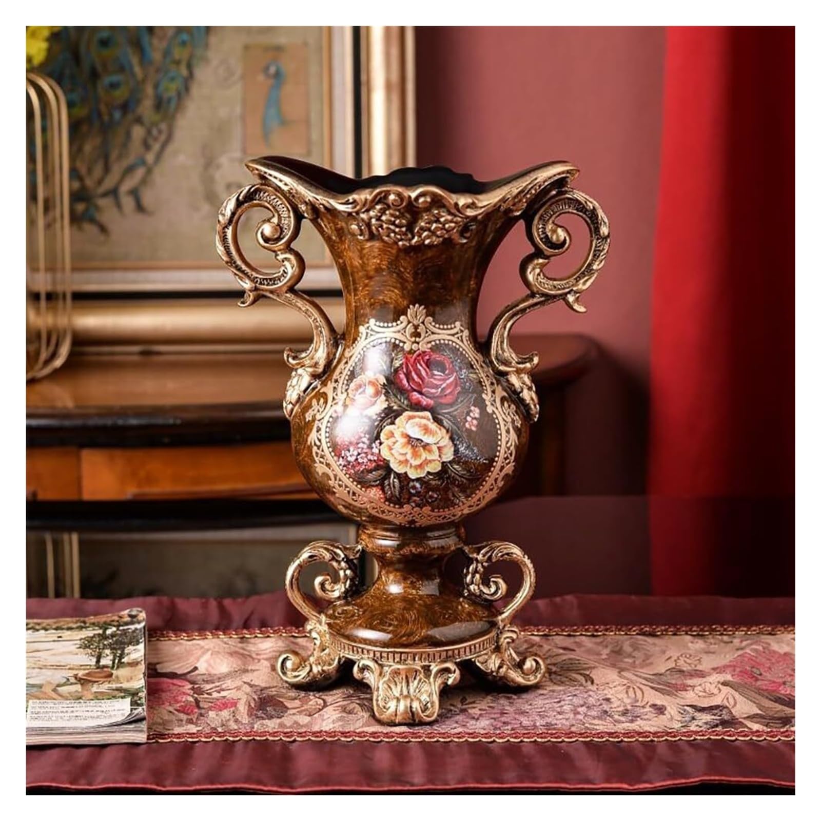 Vase décoratif élégant de style européen pour grandes fleurs et étagère