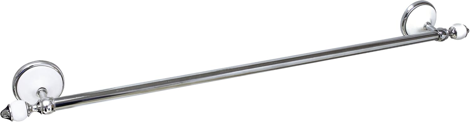 24" Towel Bar - White Porcelain & Chrome - Arora Series - 5 Year Warrantee