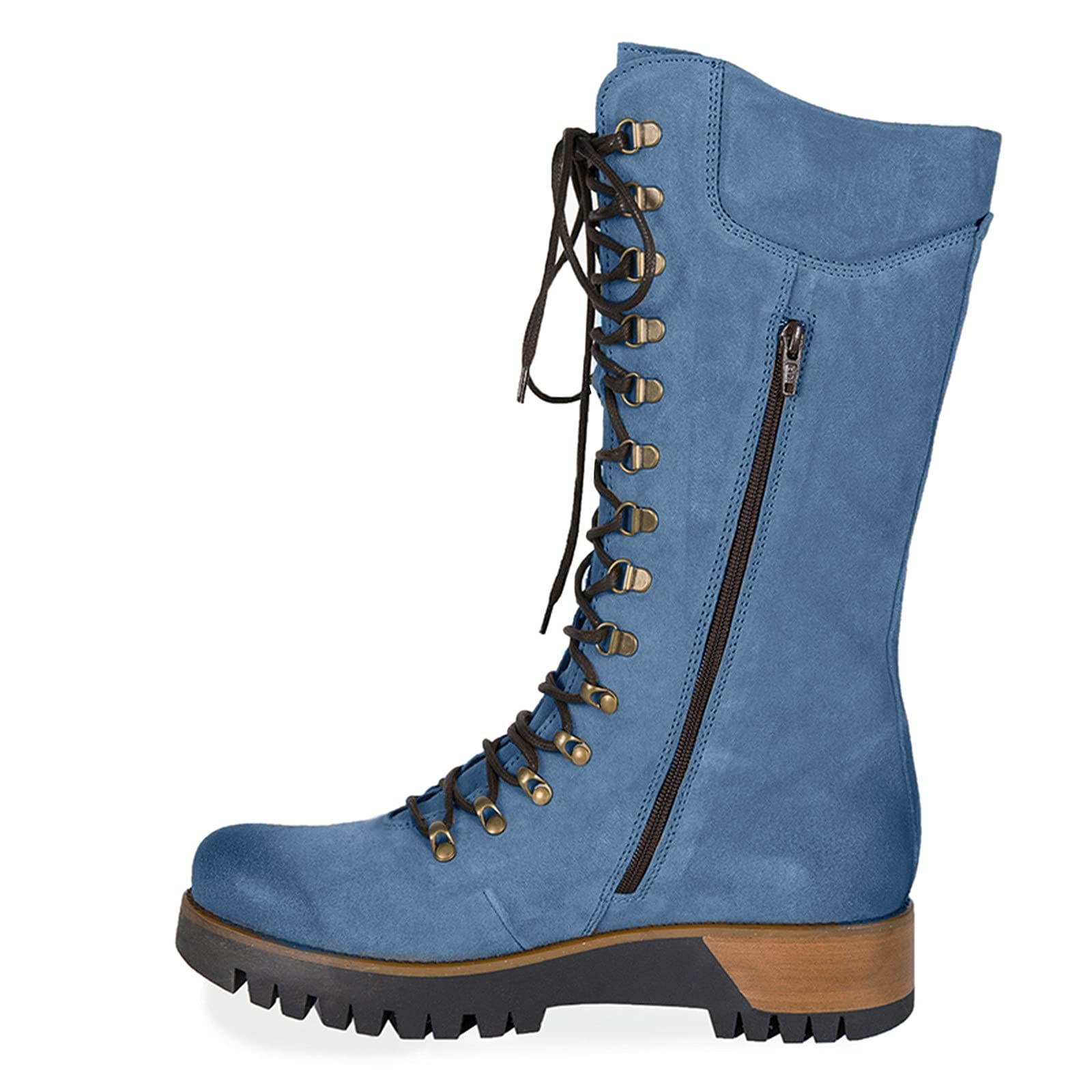 Damenschuhe mit mittlerem Schaft und klobigem Absatz Damenschuhe mit mittlerem Schaft und klobigem Absatz