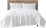 Beatrice Home Fashions GOTS Certified 100% Coton biologique Couverture de poids moyen, Couverture souple et confortable pour lit, Canapé, Couch, Chaise, Plein/Queen, Blanc