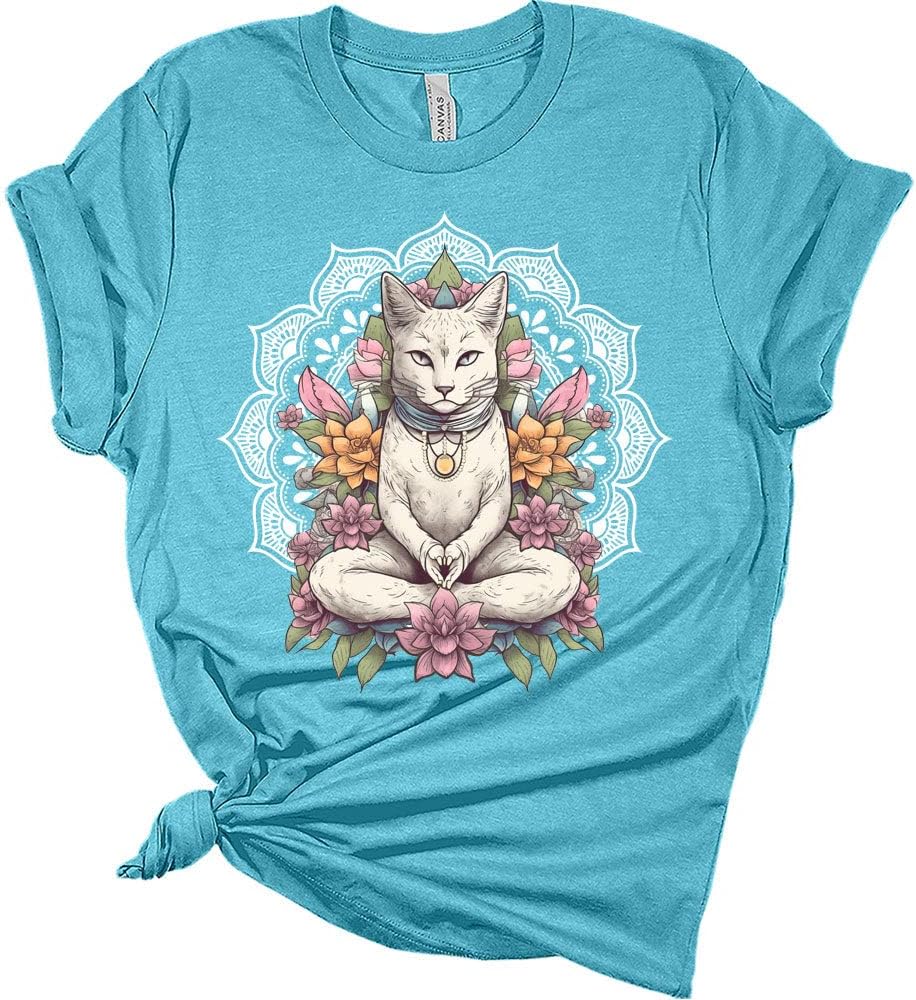 Women's Yoga Shirts Funny Workout Tops Cute Zen Animal Graphic Tees Short Sleeve Summer Tshirts for Women