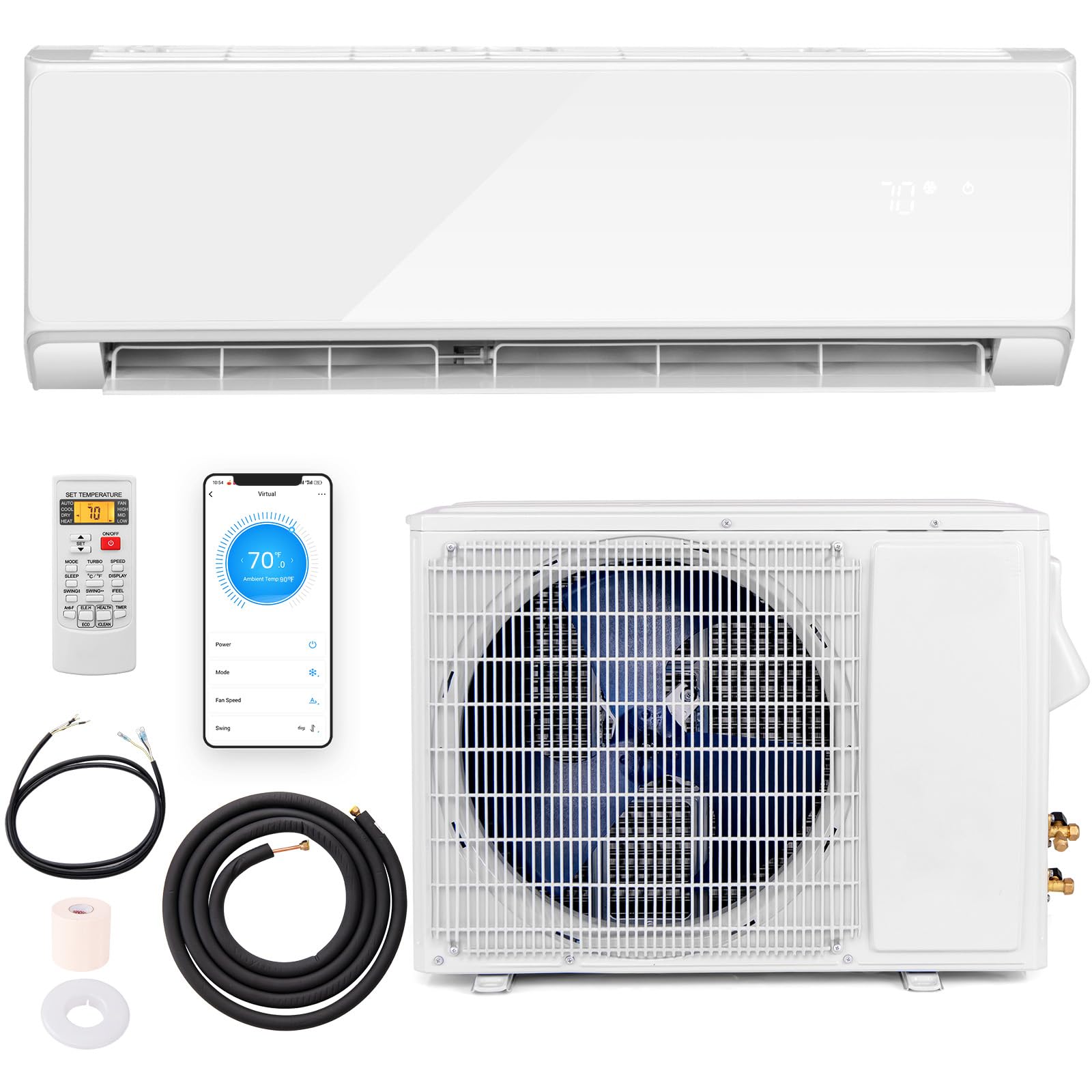Mini Split Ac/heating System Black COSTWAY 12,000 BTU Mini Split