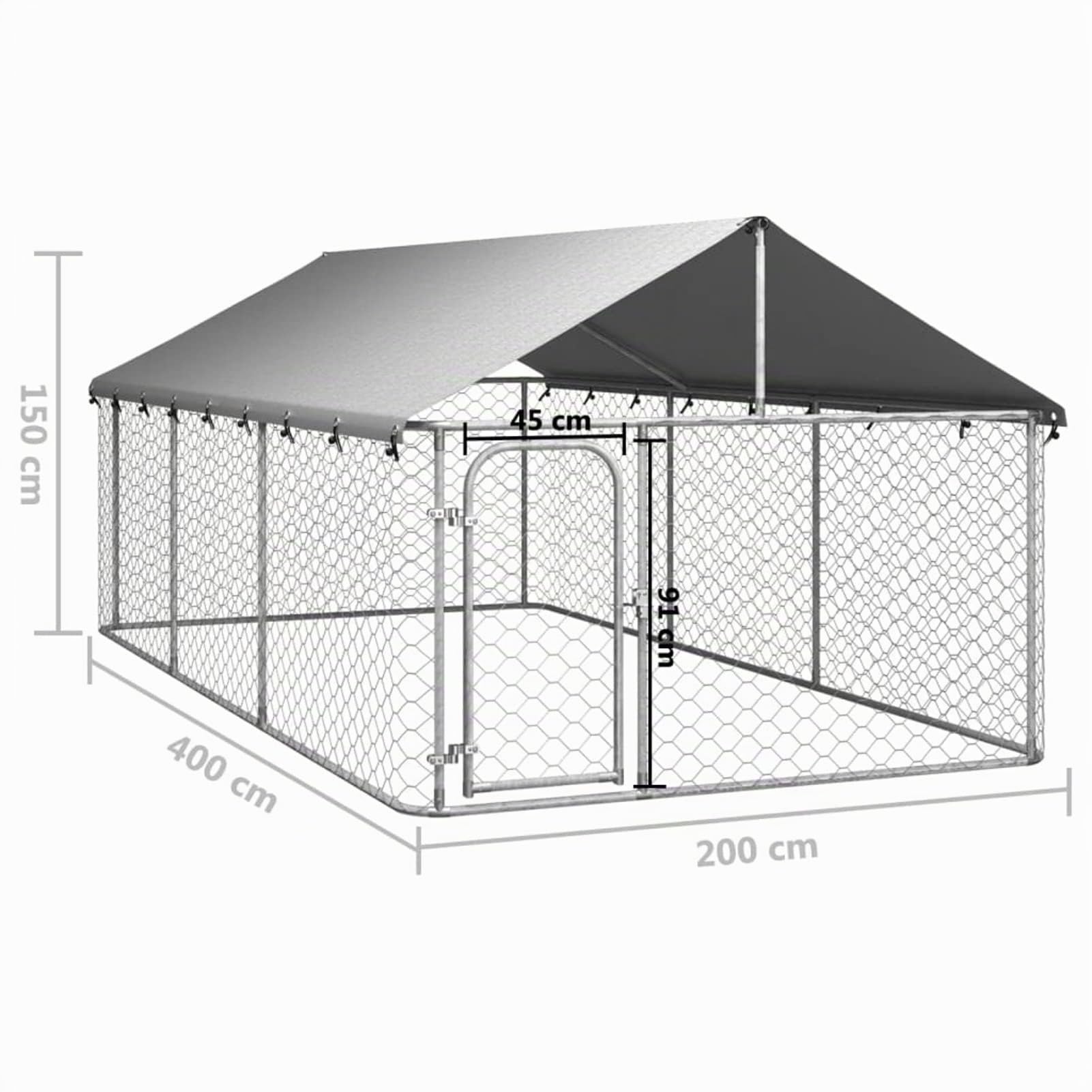 Festnight Canile da Esterno con Tetto Metallico Box in Metallo 400x200x150 cm