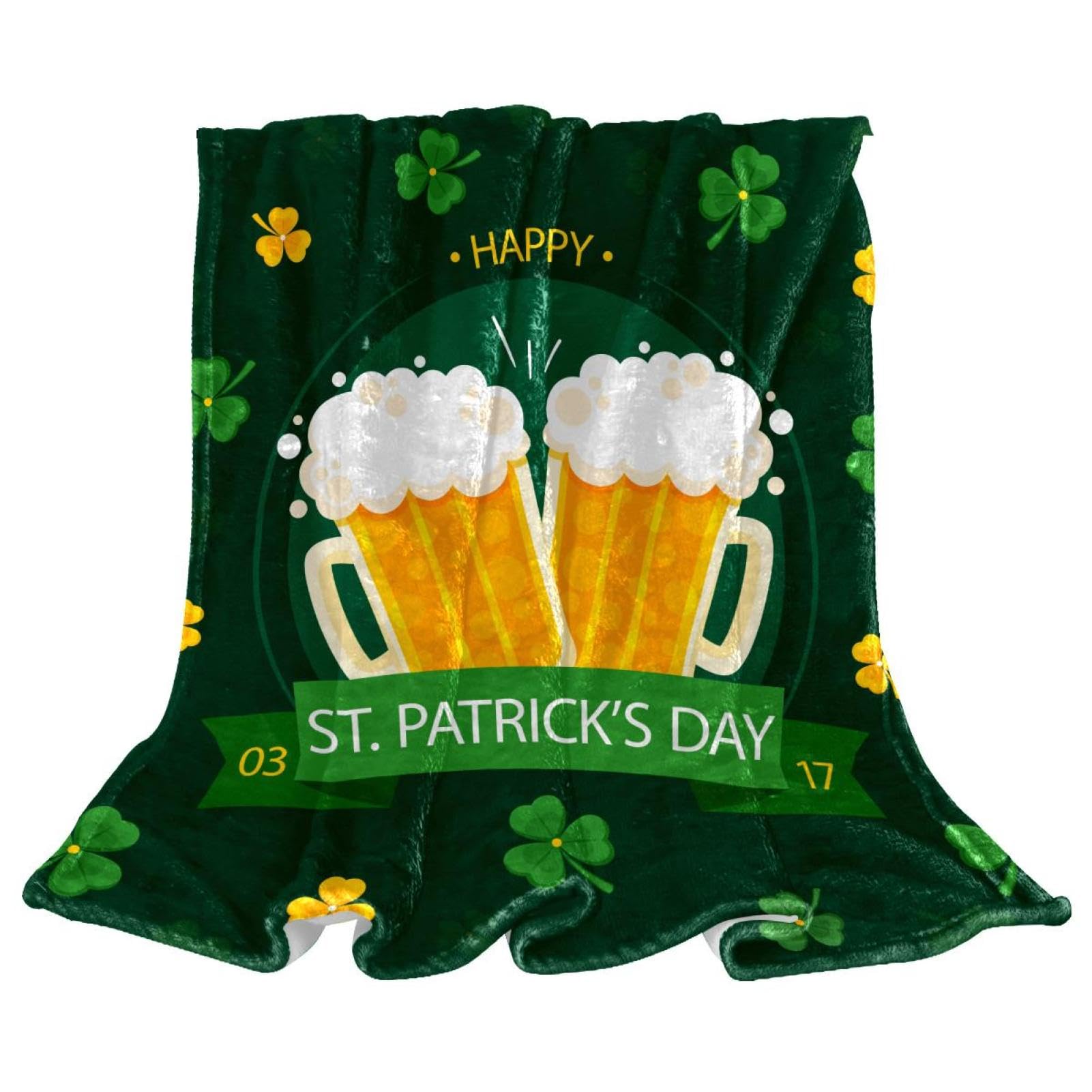 Couverture polaire trèfle à bière plaid doux microfibre fini le froid sur votre canapé