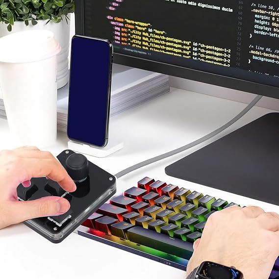 Jeffergarden 4-Key Mechanical Macro Keyboard with Blue Switches and Rgb Backlight Programmable Programmable Keyboard - Black