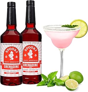 SPOOKY - Grenadine Syrup - With Real Pomegranate Juice and Real Sugar - No Artificial Colors, Flavors, or Corn Syrup, Premium Gluten Free Cocktail Mixer - 32 Oz (Pack of 2)