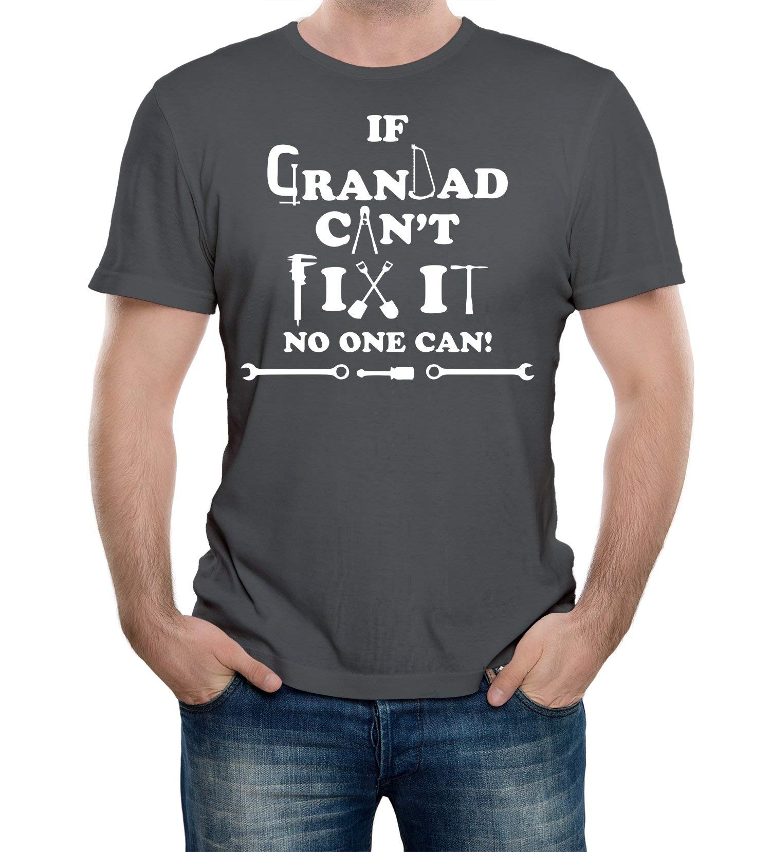 Reality Glitch Unisex Grey If Grandad Cant Fix It T-Shirt