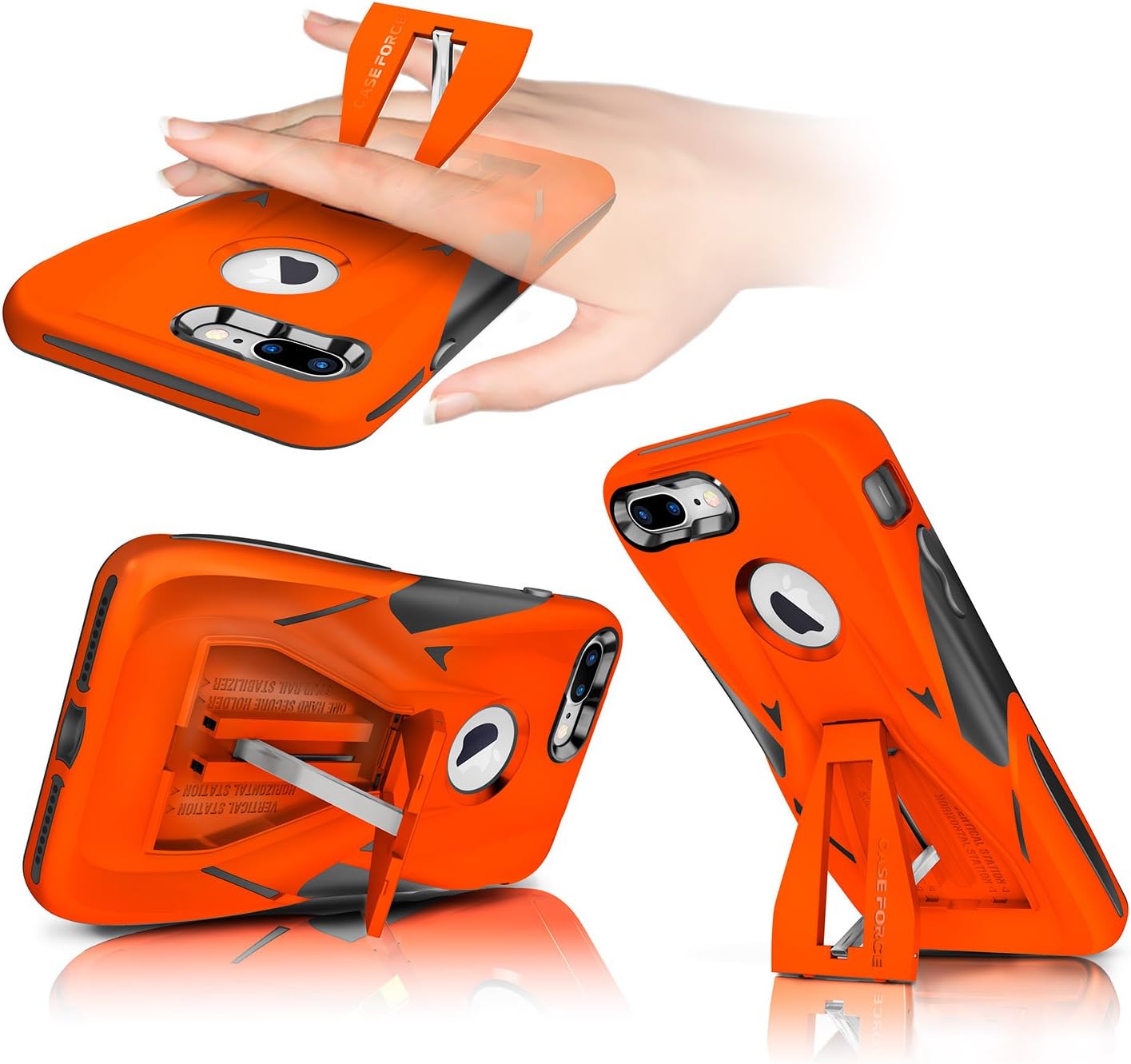 iPhone 7 Plus Case,CASE FORCE [Velocity Series] World's First High Velocity Impact Resistance Case, Multi-functional Kickstand+Swivel Belt Clip Holster+Screen Protector For iPhone 7 Plus (Orange/Gray)