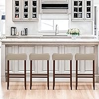 Vista 58 de ERGOMASTER Taburetes de bar, 24 pulgadas, modernos taburetes de sillín, madera de caucho, caqui/marrón, juego de 2