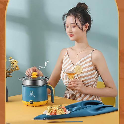 Miniatura 5 de KUEHKLET Olla eléctrica para 1-2 personas con capacidad de 2 litros, vapor y múltiples funciones de cocción, perfecta para estudiantes, personas