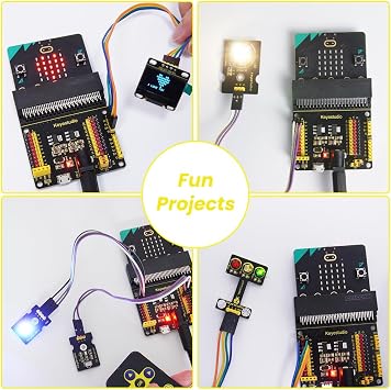 KEYESTUDIO BBC Micro:bit 45 in 1 Sensor Modules with Microbit V2 Board, Breakout Board, I2C LCD, OLED Display, Water Level, Relay, PDF Tutorials Coding for Beginners in Programming