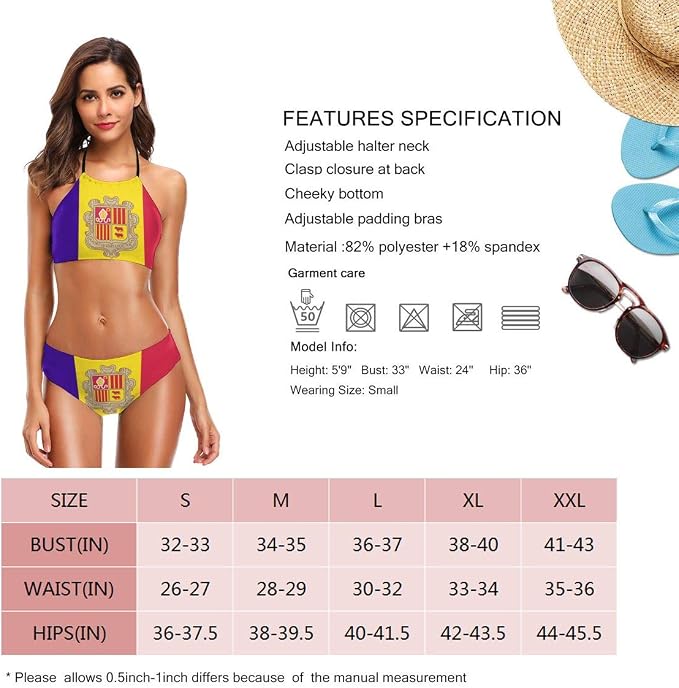 Flag Of Andorra Women S Beach Bikini 2 Piece Swimsuit Amazon Ca Clothing Shoes Accessories