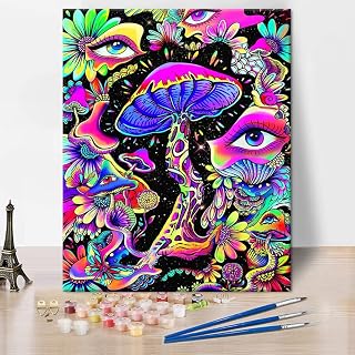 Abstract Mushroom Paint by Numbers, Paint by Number for Adults Kids Beginner, Painting by Number On Canvas DIY Adult Paint by Number Eye Oil Painting Arts and Crafts for Home Wall Decor 16X20 Inch