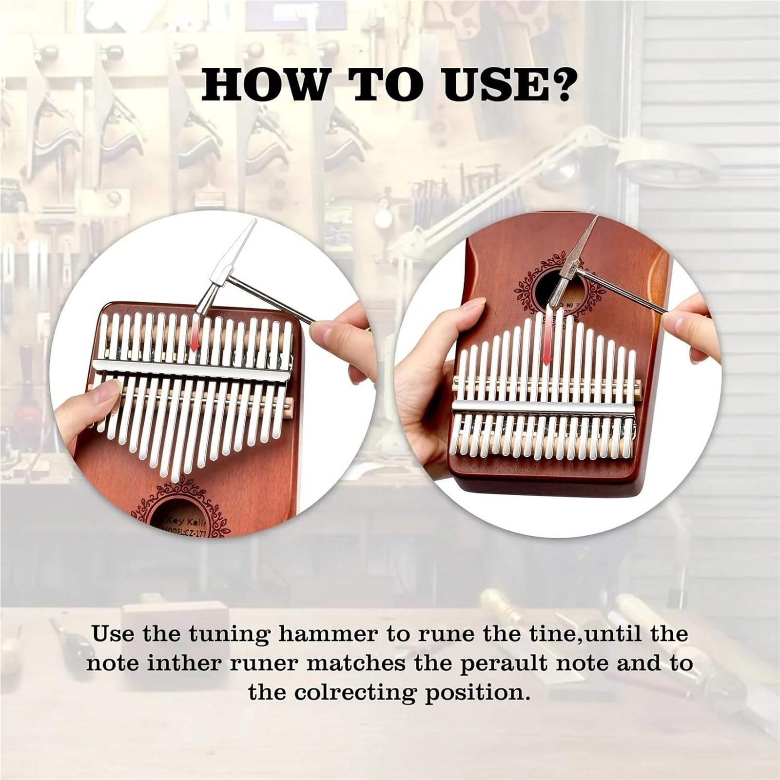 17 Tasten Kalimba Daumenklavier Holzkörper Tragbares Fingerklavier Lernbuch Musikinstrument Für Musikliebhaber Fingerklaviere(Brown)
