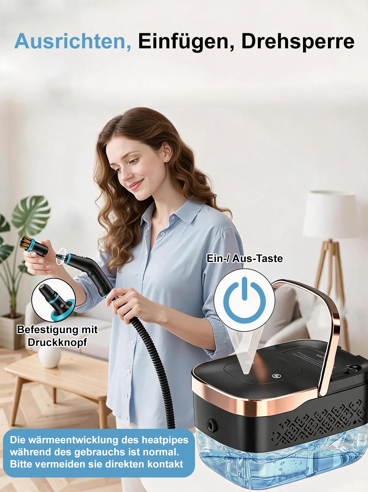 Dampfreiniger Handgerät, 2500W 4 Bar 6-Stufiger Mehrzweck-Dampfreiniger
