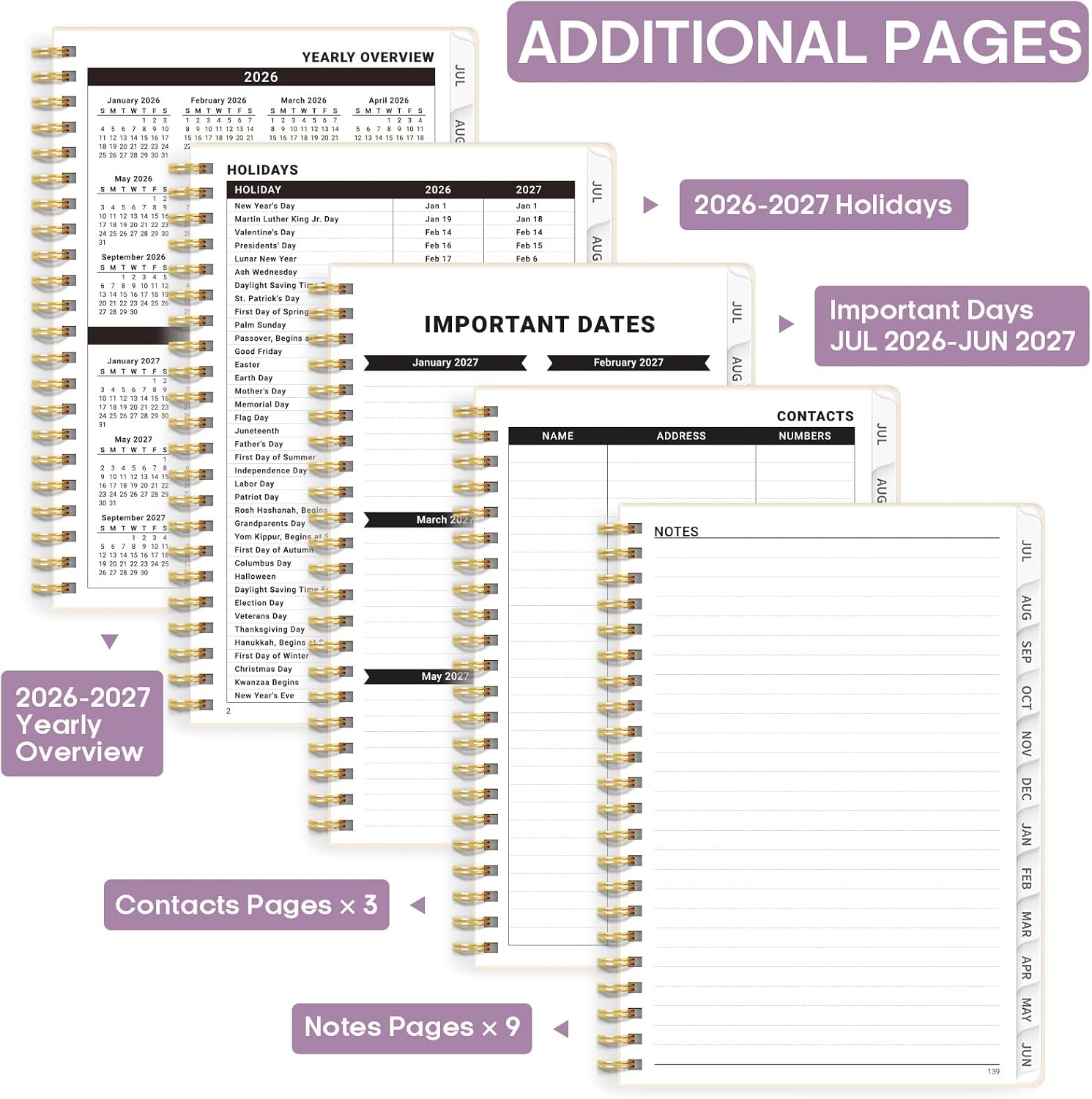 Planner 2026-2027, Weekly & Monthly Academic Calendar, Jul 2026 – Jun 2027 image 4