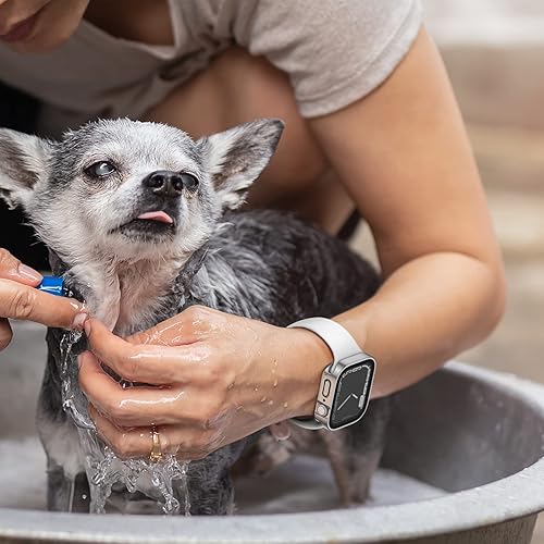 Vista 68 de 2 Pack 2 in 1 Waterproof Case for Apple Watch Series SE 6 5 4 44mm, Straight Edge PC Front & Back Bumper with Tempered Glass Screen Protector 360