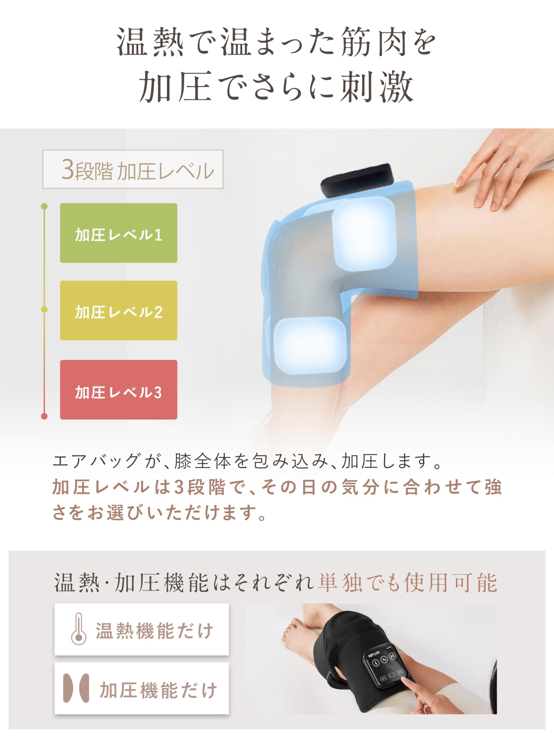 Amazon | NIPLUX HIZAMOMIN 膝ケア 温熱 加圧 膝サポーター 左右兼用 