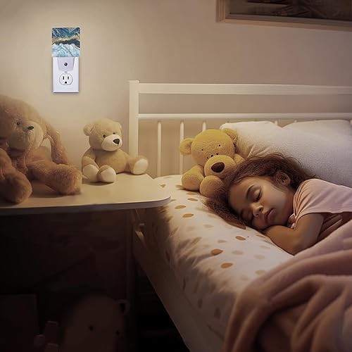 Miniatura 6 de Luz nocturna de mármol azul índigo, luz nocturna enchufable a la pared con sensor de atardecer a amanecer, lámpara LED de ahorro de energía para