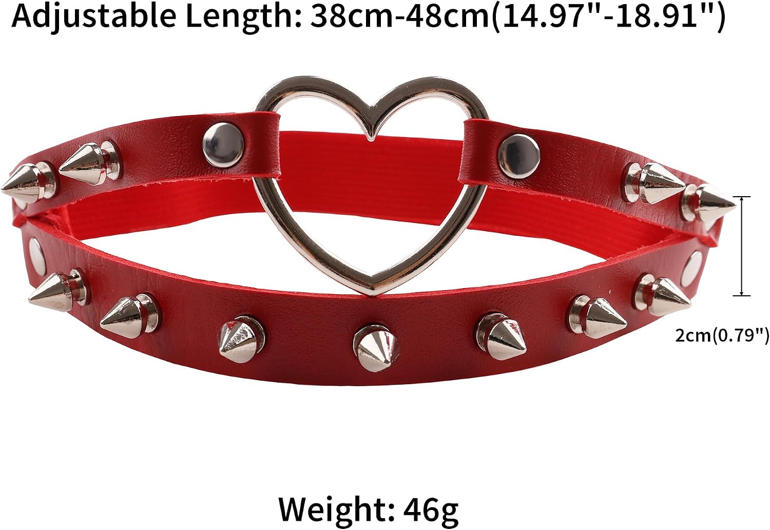 FM FM42 Multicolor PU Simulated Leather 2-Layer Love Heart Ring Spikes Rivets Adjustable Leg Ring Elastic Garter