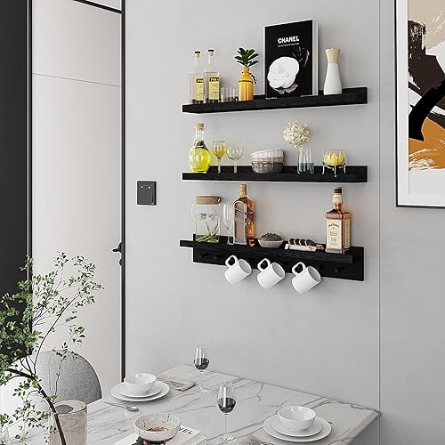 Miniatura 4 de MBYD Estantes flotantes de 16 pulgadas, repisa de estante para fotos, estante flotante para niños, estante de repisa de fotos para sala de estar,