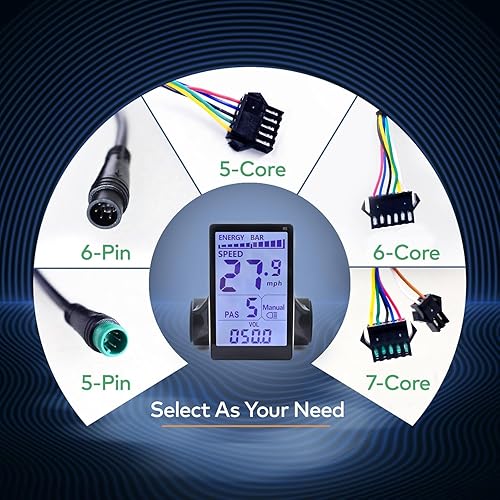 Miniatura 5 de Pantalla Ebike, protocolo UART N 2, 24V-60V aleación de aluminio de la computadora de ciclismo, pantalla LCD Ebike para enriquecer el viaje de