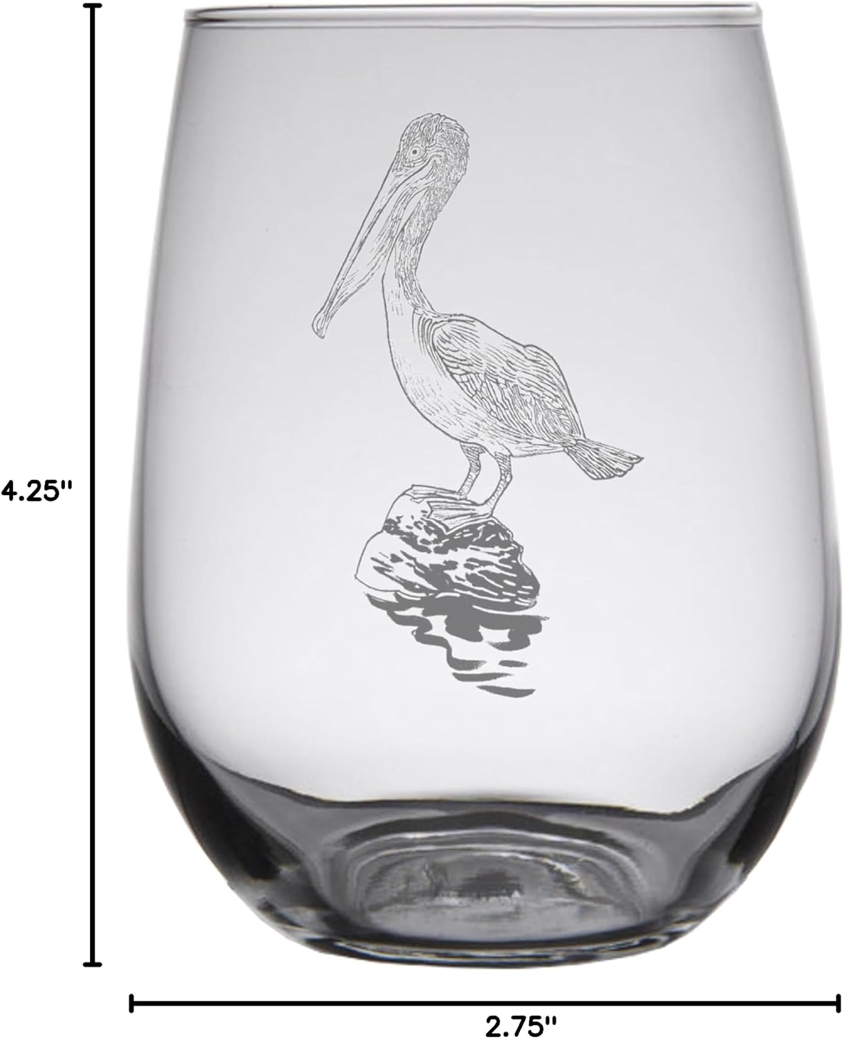 Pelican Engraved Stemless Wine Glasses (Set of 2)