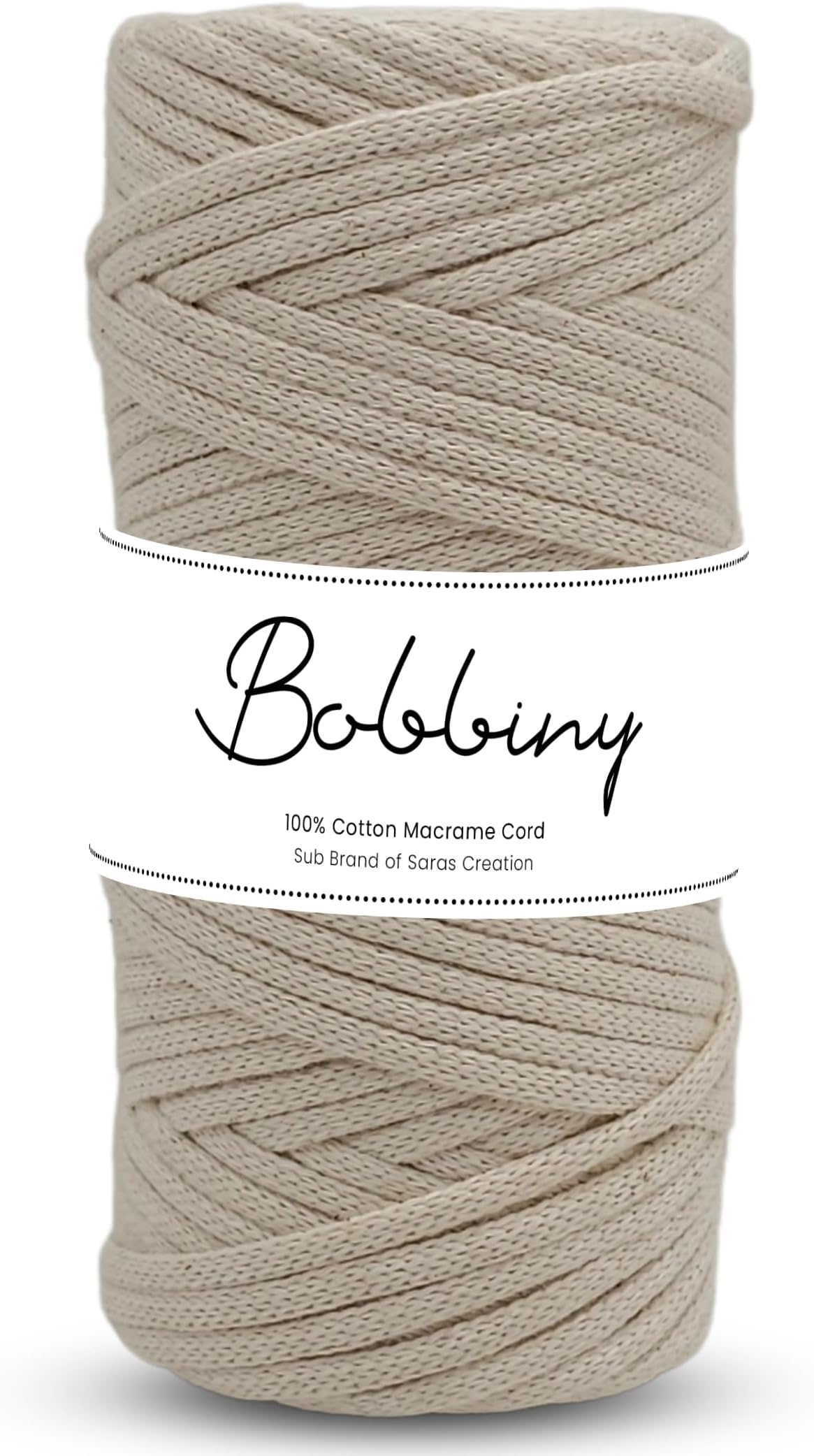 BOBBINY | Knitted Braided Crochet Macrame Acrylic Nylon Cord Thread for Macrame DIY, Garments, Crafting, and Other Projects, Off White, 3mm,50 Meter