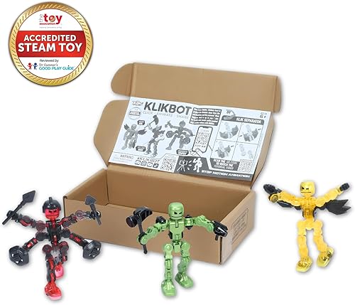 Miniatura 2 de Zing Klikbot Galaxy Pack, juego de 3 figuras de acción posables con armas, incluye 1 héroe (hielo), 1 villano (maze) y 1 guardián (escorpión),
