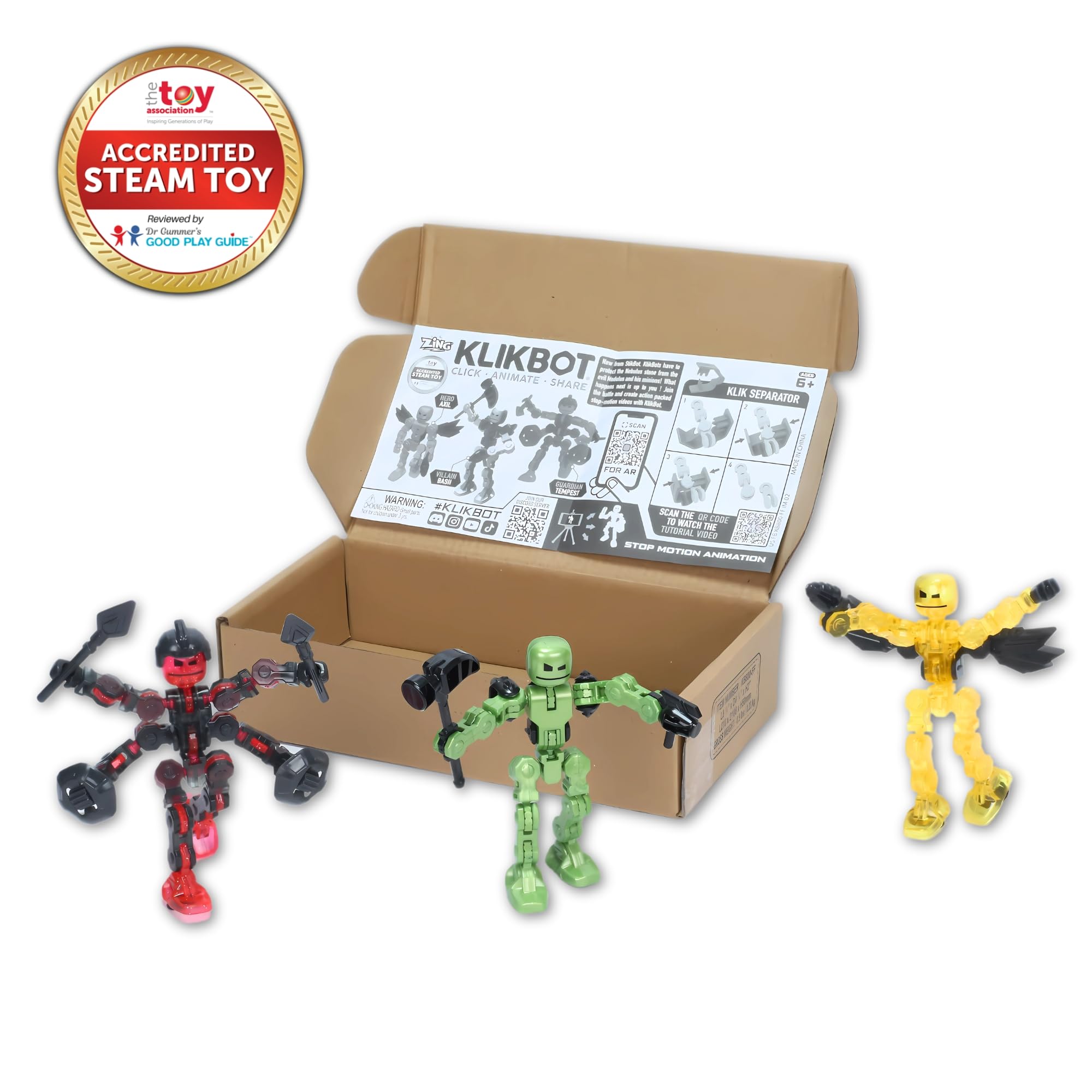 Zing Klikbot Galaxy Pack, Set of 3 Poseable Action Figures with