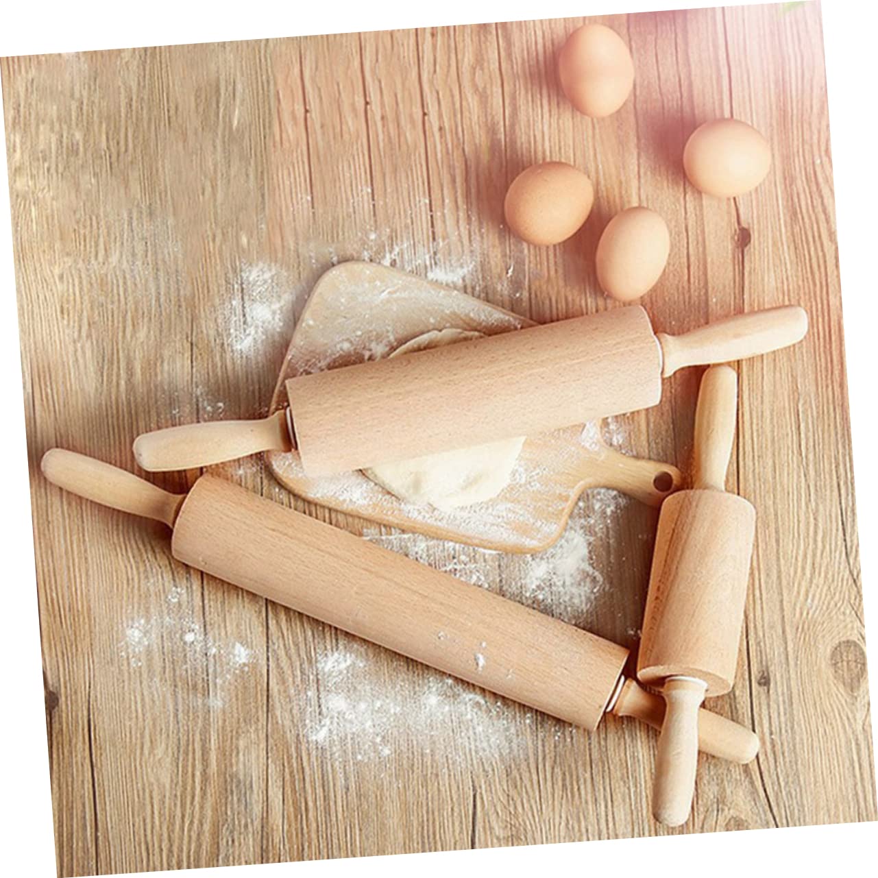 CLISPEED 2stücke Unlackiertes Nudelholz Holzrollstab Wachsfrei Glatter Teigroller Für Brot Pizza Kekse Fondant Ergonomisch Backen Küchenwerkzeug