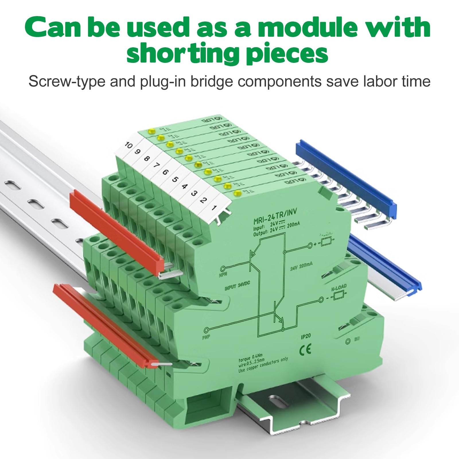 Convertitore di segnale NPN,convertitore di segnale MRI-24TR/INV ​​Convertitore di segnale NPN PNP Sensore PLC Modulo di conversione del livello di polarità IO