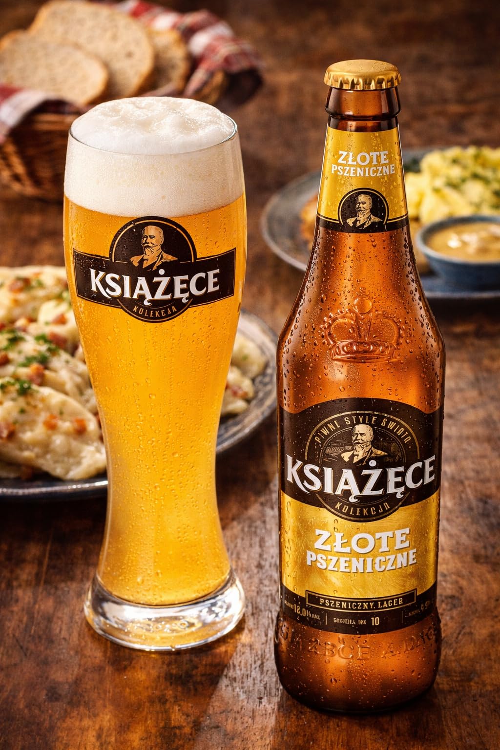 Książęce Weizen Bier 12 x 0,5l – 4,9% Vol. – Polnisches Weizenbier – Hefeweizen naturtrüb – Weizengenuss aus Polen – 12er Flaschen Set