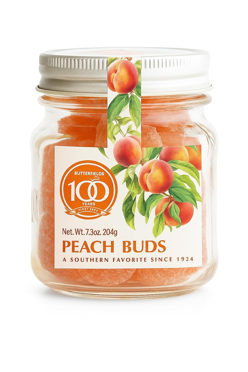 Butterfields Hard Candy Buds in a Nostalgic Mini Mason Jar - 7.3 Ounces - Gourmet, Old-Fashioned | Gluten Free | Made with Real, Pure Cane Sugar | Handcrafted in the USA (Orchard Buds)