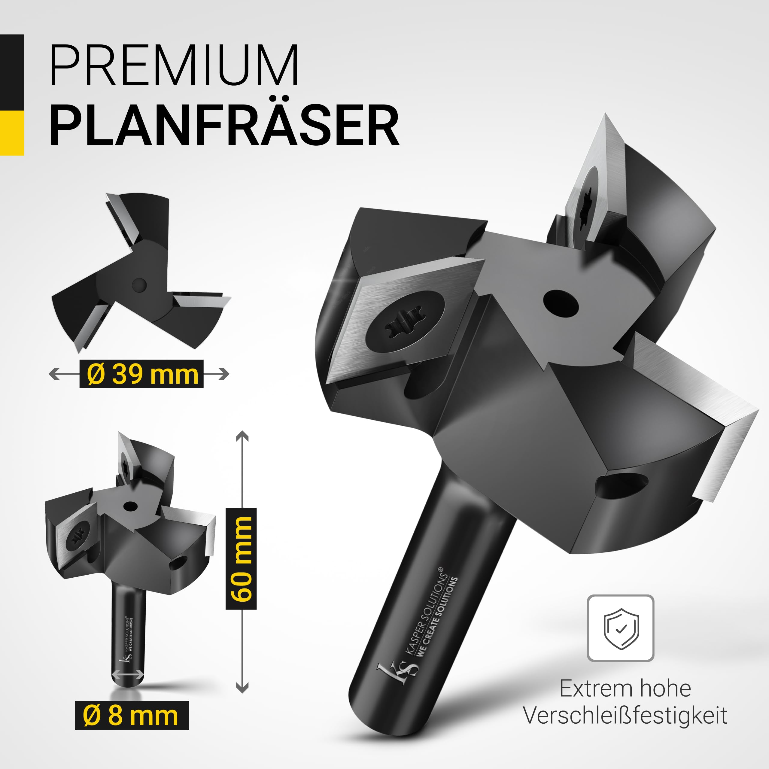Planfräser 8mm Schaft Ø39mm für Oberfräse Holzbearbeitung Epoxidharz