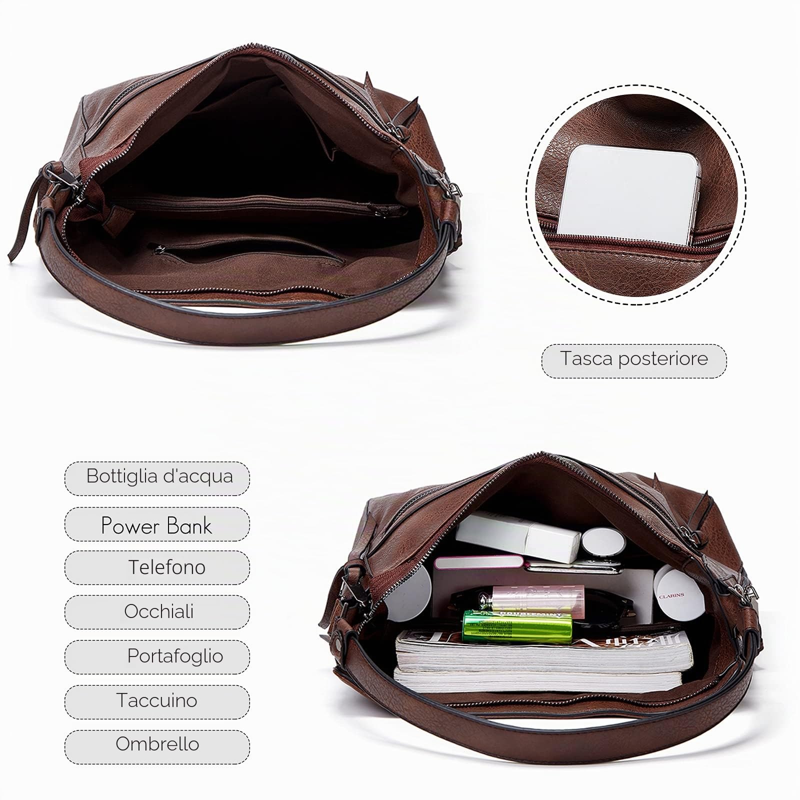 FANDARE Retrò Borse Indossate Borse Borsa A Tracolla Donna Tracolla Indossata Spalla Pelle PU Impermeabile per Computer 12.9 Pollici Shopping Festa Scuola Viaggio Crossbody, Kaki, L, Retro, cachi, L,