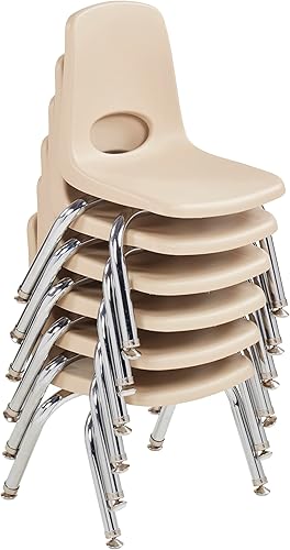 Miniatura 261 de Factory Direct Partners 10355-BL Silla escolar apilable de 10 pulgadas, asiento apilable para estudiantes con patas de acero cromado y rodamientos