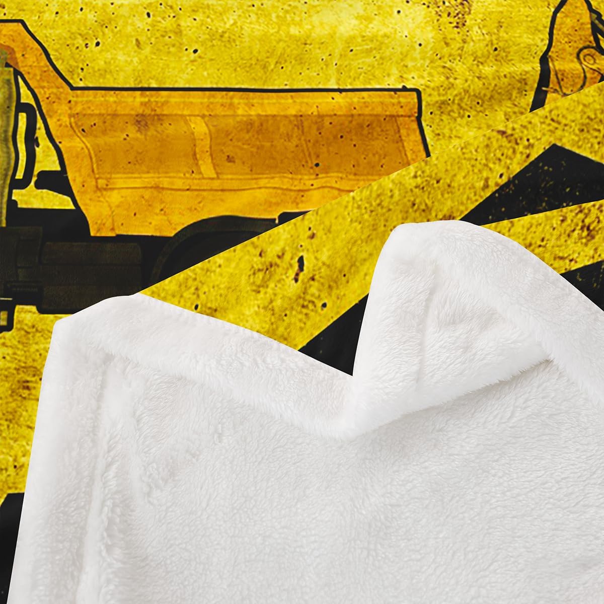 Erosebridal Excavators Flannel Blanket Equipment Trucks Sherpa Blanket Construction Tractor Throw Blanket, Yellow Vehicle Fuzzy Blanket for Kids Boys Teens, Kids Car Theme Room Twin Size