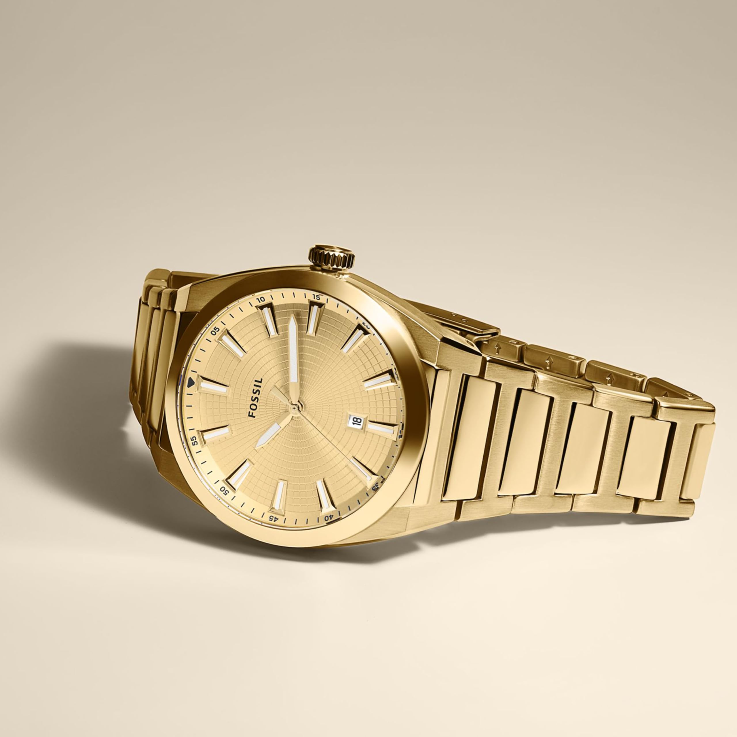 Fossil - Orologio da uomo Fossil Everett a 3 lancette, cassa 42 mm, movimento al quarzo, cinturino in acciaio inossidabile