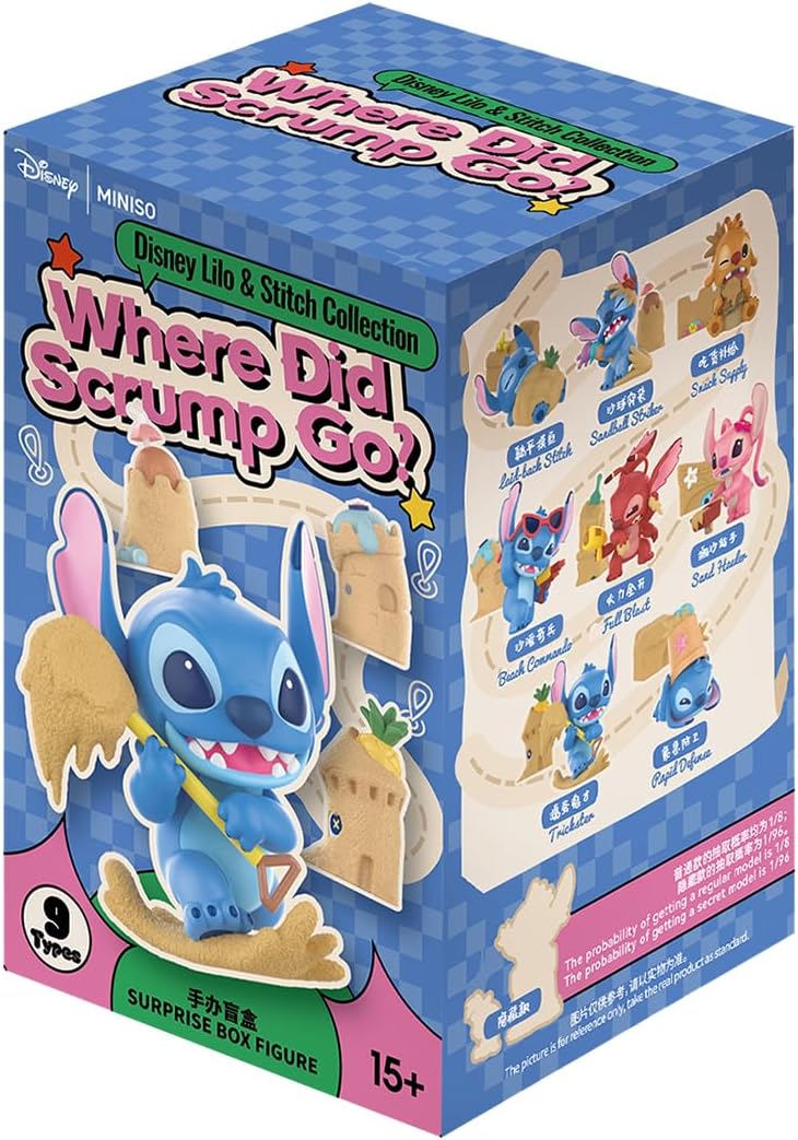 MINISO Disney Stitch “Where Did Little Gold Go?” Collection Blind Box - Random Mystery Box Figure, Cute Collectible Model for Home Desk Decor and Birthday Gifts