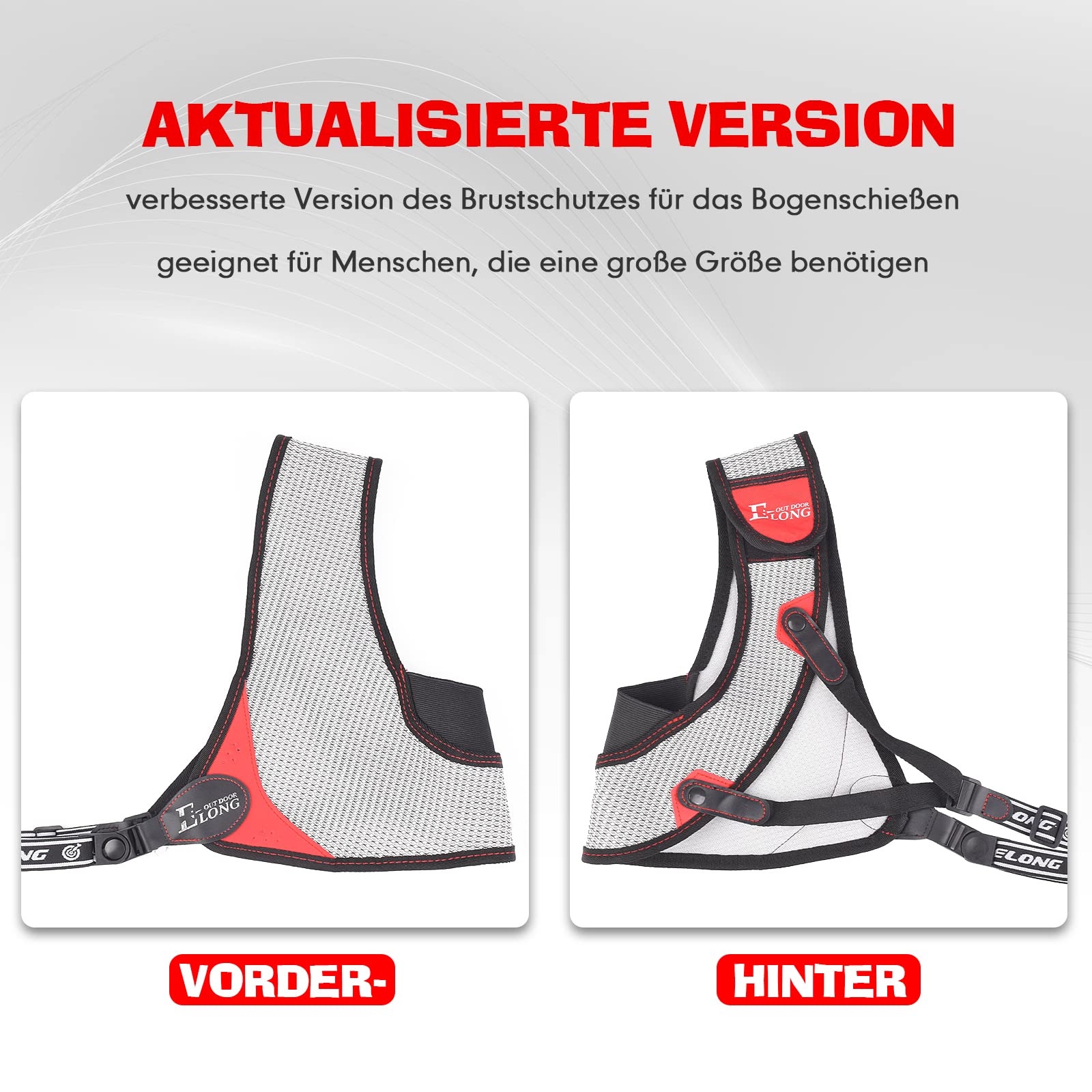 Bogenschießen-Brustschutz Verbesserte Version, schwarz, verstellbar, einfaches Nylon-Mesh, Bogenschießen-Brustschutz, freie Größe, Outdoor-Sport, Jagd, Schießen, Brustschutz