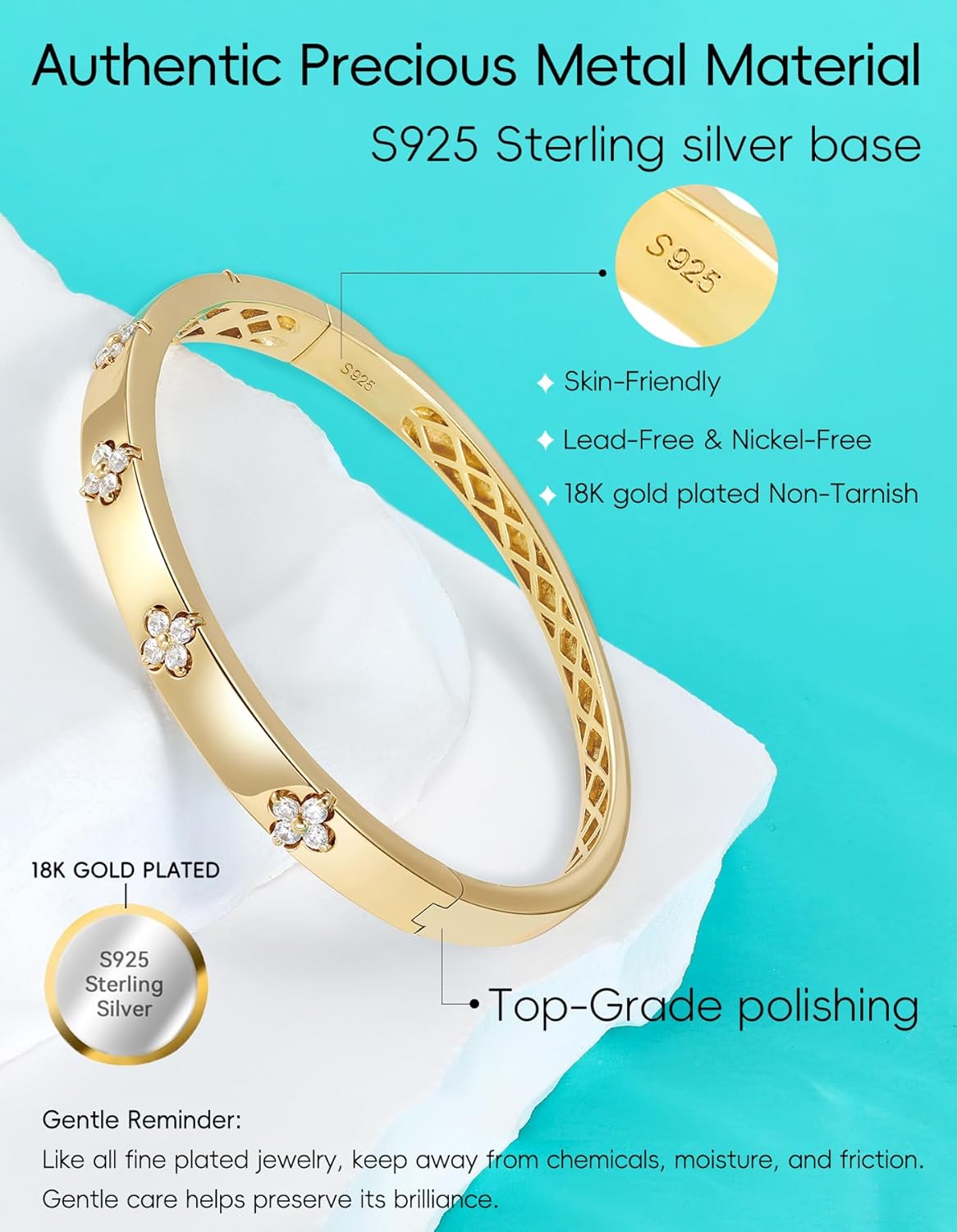 Premium Clover Bracelets for Women Gifts with Lab-Grown Moissanite|Lab-Grown Emerald|18K Gold Plated|14K Gold Plated|Non Tarnish - Image 6